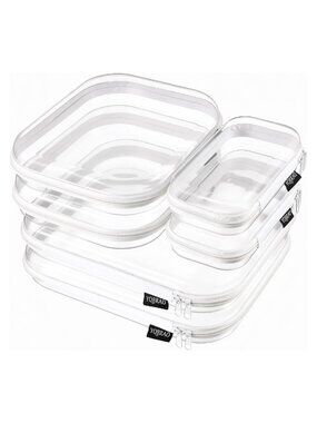 Clear Hard Shell Zipper Cases 6-Pc Set Cosmetic Bags Diaper Bag Organizer